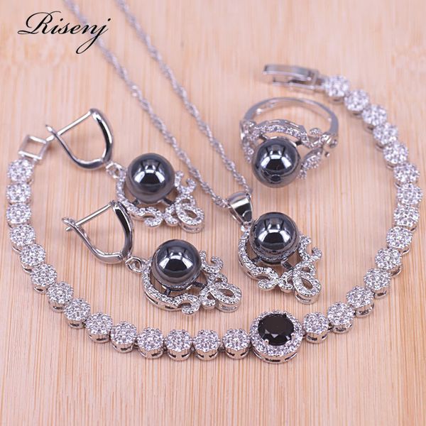jewelry sets risenj natural freshwater pearl silver color necklace bracelet earrings ring for women romantic present, Black
jewelry sets risenj natural freshwater pearl silver color necklace bracelet earrings ring for women romantic present, Black