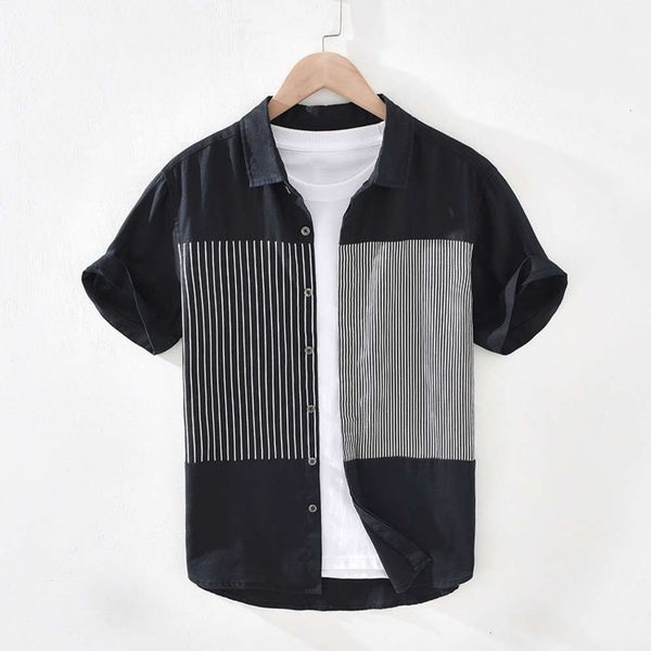 men's casual shirts shirt small fresh color matching short loose thin summer casual stripe breathable cotton linen half sleeve vmjp 36c, White;black
men's casual shirts shirt small fresh color matching short loose thin summer casual stripe breathable cotton linen half sleeve vmjp 36c, White;black