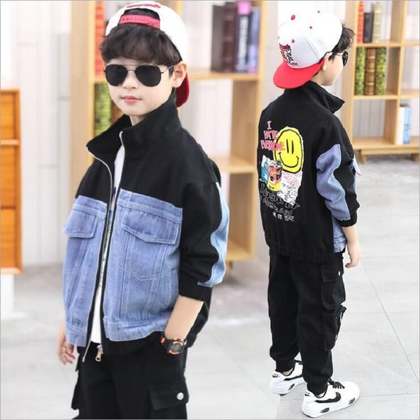 spring autumn 4-13 years kids clothes jacket for boys jeans coat children outerwear stand collar printed cartoon denim jackets, Blue;gray
spring autumn 4-13 years kids clothes jacket for boys jeans coat children outerwear stand collar printed cartoon denim jackets, Blue;gray