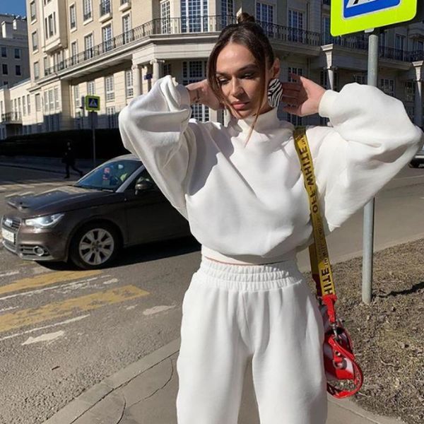 women's two piece pants 2021 women set long sleeve crop sweatshirt and casual tracksuit sport green suits, White
women's two piece pants 2021 women set long sleeve crop sweatshirt and casual tracksuit sport green suits, White