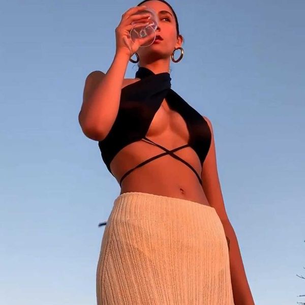 women cross halter ruched tank solid color off-the-shoulder tie up crop club party wear lady backless vest y0622, White
women cross halter ruched tank solid color off-the-shoulder tie up crop club party wear lady backless vest y0622, White