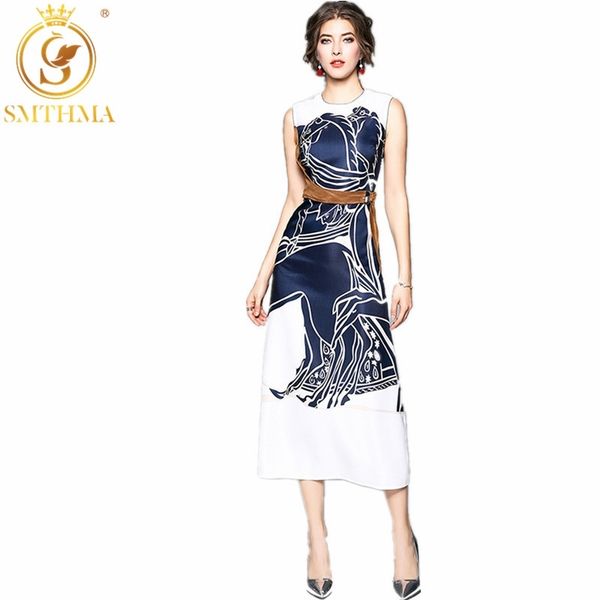high street fashion designer runway summer dress women's sleeveless printing long 210520, Black;gray
high street fashion designer runway summer dress women's sleeveless printing long 210520, Black;gray