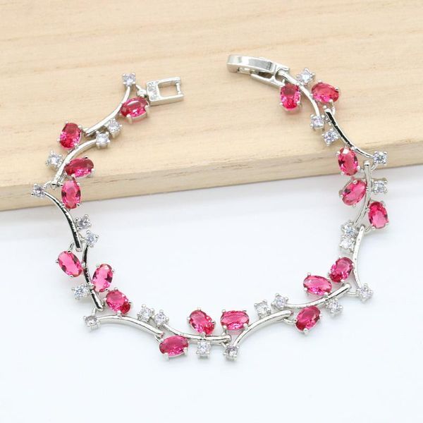 link, chain exquisite red zirconia silver color bracelet for women birthday wedding jewelry 20cm 7 colors available, Black
link, chain exquisite red zirconia silver color bracelet for women birthday wedding jewelry 20cm 7 colors available, Black