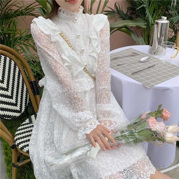 spring dress retro women white lace embroidery stand collar long sleeve ruffles elegant casual party dresses female 210526, Black;gray
spring dress retro women white lace embroidery stand collar long sleeve ruffles elegant casual party dresses female 210526, Black;gray