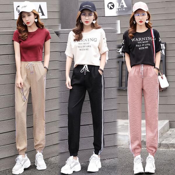autumn spring female pants double striped jogger haren sweatpants sportswear trousers long leisure women bottoms, Black;white
autumn spring female pants double striped jogger haren sweatpants sportswear trousers long leisure women bottoms, Black;white