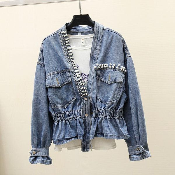 spring autumn 2021 korean fashion loose all-match v-neck beaded denim jacket women single-breasted elastic waist coat y343 women's jack, Black;brown
spring autumn 2021 korean fashion loose all-match v-neck beaded denim jacket women single-breasted elastic waist coat y343 women's jack, Black;brown