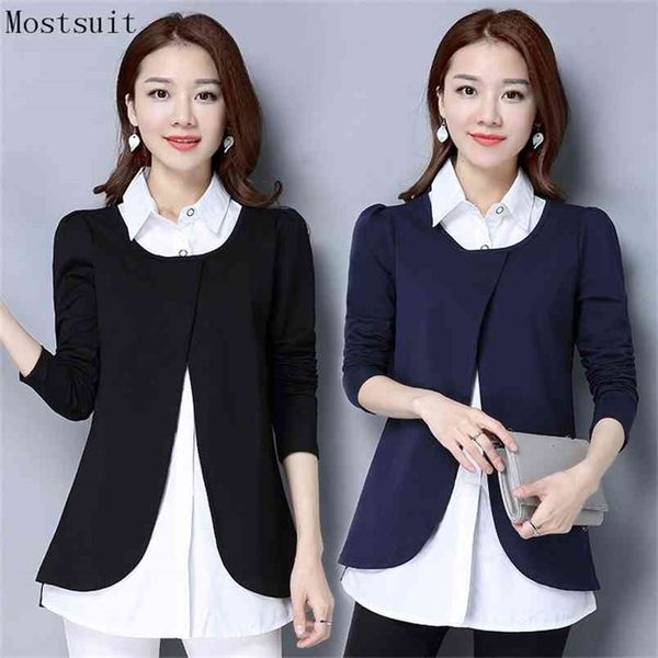 4xl cotton blusas women fake two pieces long blouse shirt plus size autumn office elegant casual female navy black 210513, White
4xl cotton blusas women fake two pieces long blouse shirt plus size autumn office elegant casual female navy black 210513, White