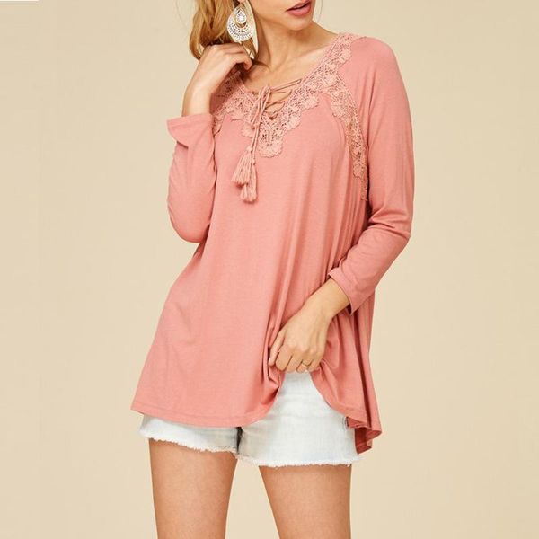women's blouses & shirts autumn 2021 crochet lace up v neck blouse long sleeve chemise femme high low tunics women, White
women's blouses & shirts autumn 2021 crochet lace up v neck blouse long sleeve chemise femme high low tunics women, White