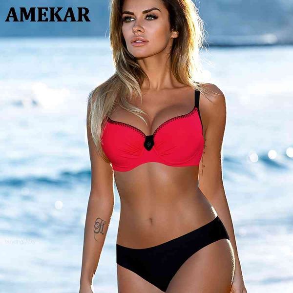 red push up bikini set plus size women swimwear swimsuit padded adjustable strap bordered bikinis summer bathing suit, White;black
red push up bikini set plus size women swimwear swimsuit padded adjustable strap bordered bikinis summer bathing suit, White;black