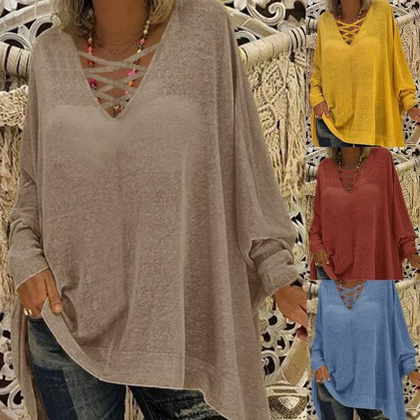 women's t-shirt autumn loose-fitting v-neck long-sleeved bat female gray red yellow khaki blue shirts, White
women's t-shirt autumn loose-fitting v-neck long-sleeved bat female gray red yellow khaki blue shirts, White