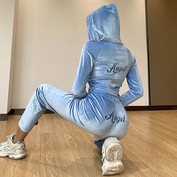 angel letter embroidered velvet two piece outfits autumn winter double zipper hoodie womans tracksuits suits set dresy damskie women's, White
angel letter embroidered velvet two piece outfits autumn winter double zipper hoodie womans tracksuits suits set dresy damskie women's, White