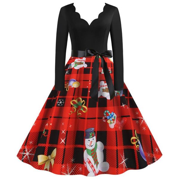 casual dresses women winter plaid print elegant christmas dress red vintage robe femme v neck long sleeve xmas party, Black;gray
casual dresses women winter plaid print elegant christmas dress red vintage robe femme v neck long sleeve xmas party, Black;gray