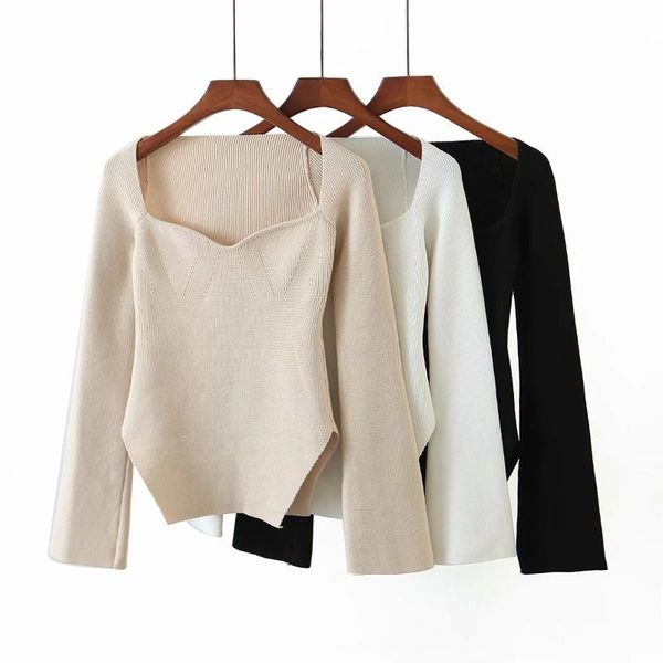 women's sweaters 2021 women slim sweater cashmere square collar solid color long sleeve knitted pullover jumper, White;black
women's sweaters 2021 women slim sweater cashmere square collar solid color long sleeve knitted pullover jumper, White;black