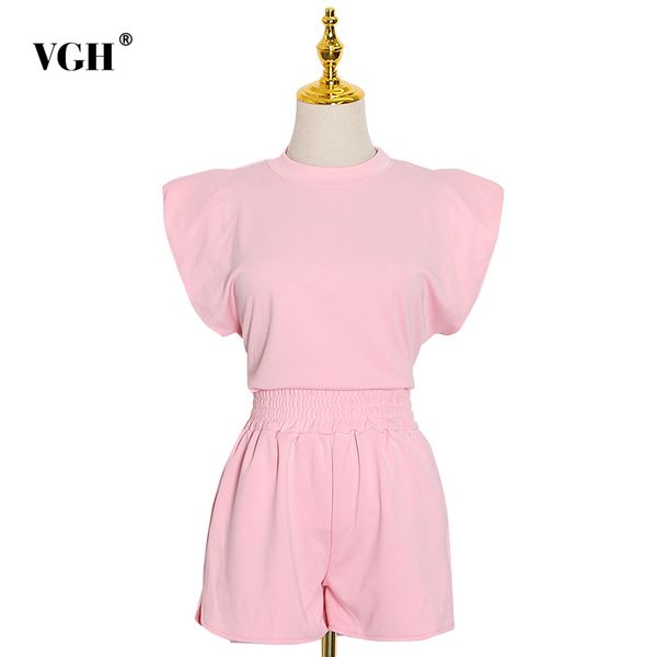 vgh casual solid two piece set for women o neck short sleeve t shirt high waist wide leg shorts minimalist sets female summer 210421, White
vgh casual solid two piece set for women o neck short sleeve t shirt high waist wide leg shorts minimalist sets female summer 210421, White