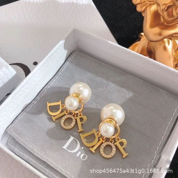 d di family front and back pearl hanging letters women's diamond simple fashion style trendy earrings, Golden
d di family front and back pearl hanging letters women's diamond simple fashion style trendy earrings, Golden