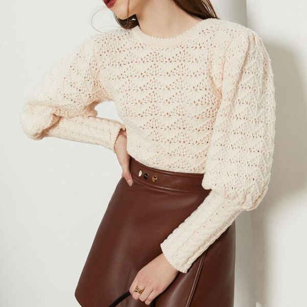 women's sweaters autumn puff sleeve sweater plain casual female knitted pullover warm korean japan 2021 fashion, White;black
women's sweaters autumn puff sleeve sweater plain casual female knitted pullover warm korean japan 2021 fashion, White;black