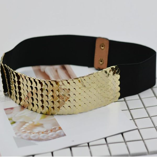 belts silver gold black fish-scale ripple pattern waist belt fashion metal scale sequins elastic waistband cinturon strech, Black;brown
belts silver gold black fish-scale ripple pattern waist belt fashion metal scale sequins elastic waistband cinturon strech, Black;brown