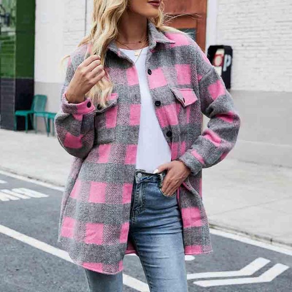 women's wool & blends plaid long women blend jackets coat autumn female coats sleeve loose single breasted pockets fashion casual outwe, Black
women's wool & blends plaid long women blend jackets coat autumn female coats sleeve loose single breasted pockets fashion casual outwe, Black