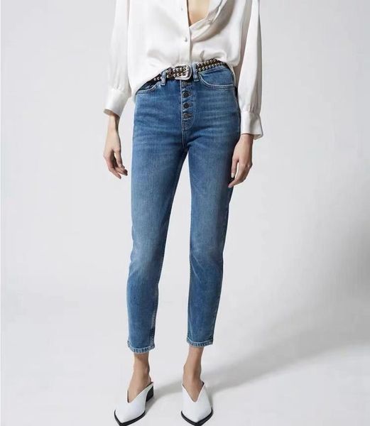 women's jeans 2021 women denim pencil pants ladies high waist slim-fit straight with multi-button trousers, Blue
women's jeans 2021 women denim pencil pants ladies high waist slim-fit straight with multi-button trousers, Blue