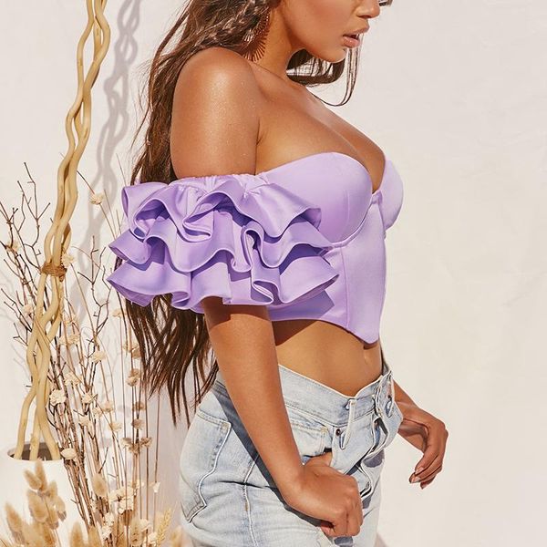 women's blouses & shirts 2021 streetwear corset women solid color sweet ruffle sleeve blusas off shoulder satin crop top, White
women's blouses & shirts 2021 streetwear corset women solid color sweet ruffle sleeve blusas off shoulder satin crop top, White