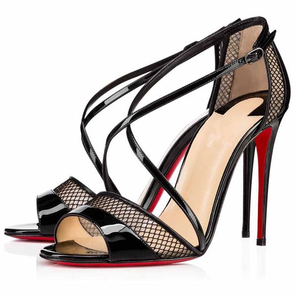 red bottom sandals women shoes luxury designer brand slikova 85mm/100mm high heel open toes patent leather fishnet eu35-43 with box wedding, Black
red bottom sandals women shoes luxury designer brand slikova 85mm/100mm high heel open toes patent leather fishnet eu35-43 with box wedding, Black