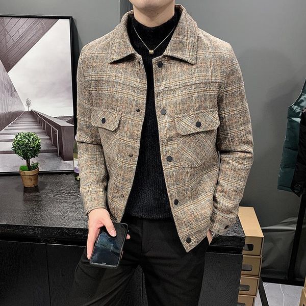 men's wool & blends autumn 2022 winter fashion coat casual thicken warm overcoat single breasted woolen jacket men plaid outwear b453, Black
men's wool & blends autumn 2022 winter fashion coat casual thicken warm overcoat single breasted woolen jacket men plaid outwear b453, Black