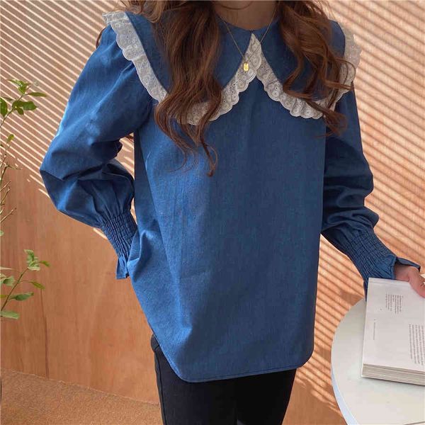 two piece dress blue patchwork lace loose all match pullovers 2021 peter pan collar office lady chic gentle fashion shirts iht8, White
two piece dress blue patchwork lace loose all match pullovers 2021 peter pan collar office lady chic gentle fashion shirts iht8, White