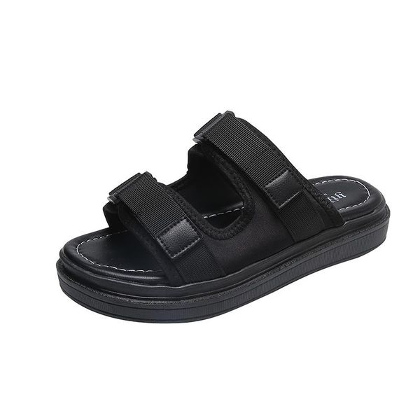 slippers fashion outer wear women's 2021 casual simple vamp buckle design trend open toe all-match, Black
slippers fashion outer wear women's 2021 casual simple vamp buckle design trend open toe all-match, Black