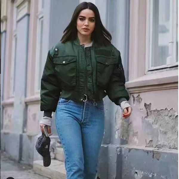 women's jackets nowsaa autumn 2021 bomber jacket women army green warm zipper pockets winter coat female parkas femme chaqueta mujer, Black;brown
women's jackets nowsaa autumn 2021 bomber jacket women army green warm zipper pockets winter coat female parkas femme chaqueta mujer, Black;brown