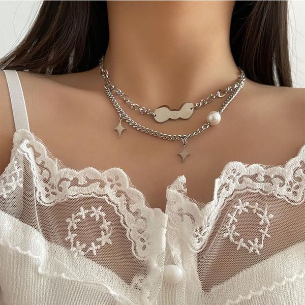 chains moloye 2021 stainless steel cloud necklace double layered pearl stitching short chain small design star pendant clavicle, Silver
chains moloye 2021 stainless steel cloud necklace double layered pearl stitching short chain small design star pendant clavicle, Silver
