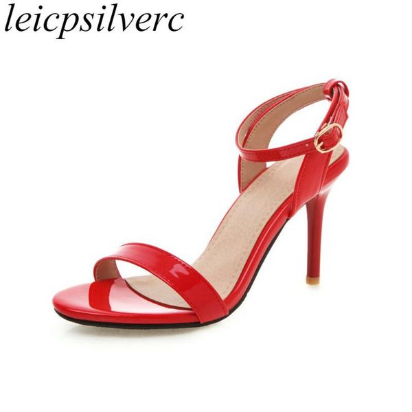 women sandals super high heel peep toe thin heels buckle patent leather ankle-strap 2021 fashion casual pink big size 34-48, Black
women sandals super high heel peep toe thin heels buckle patent leather ankle-strap 2021 fashion casual pink big size 34-48, Black