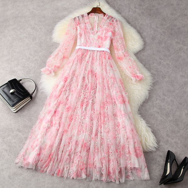 european and american women's clothing spring 2021 new long-sleeved v-neck mesh pleated pink fashion dress, Black;gray
european and american women's clothing spring 2021 new long-sleeved v-neck mesh pleated pink fashion dress, Black;gray