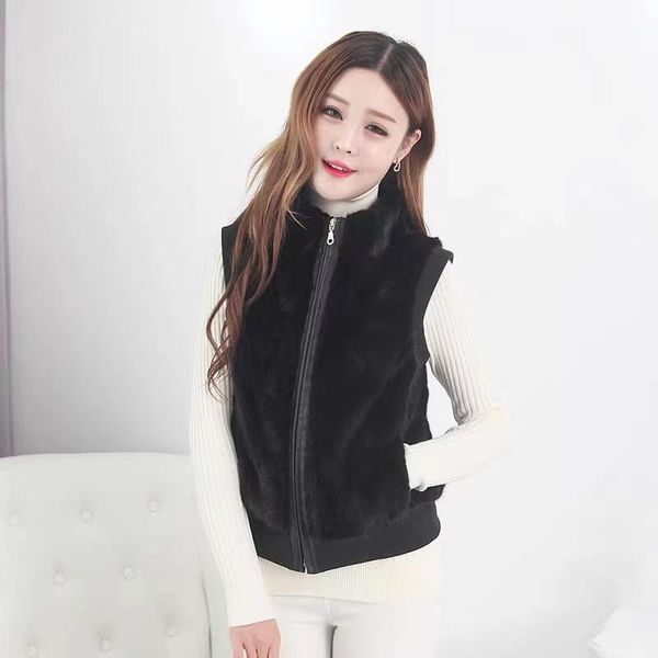 women's fur & faux real mink coat women winter natural vest jacket fashion silm outwear, Black
women's fur & faux real mink coat women winter natural vest jacket fashion silm outwear, Black