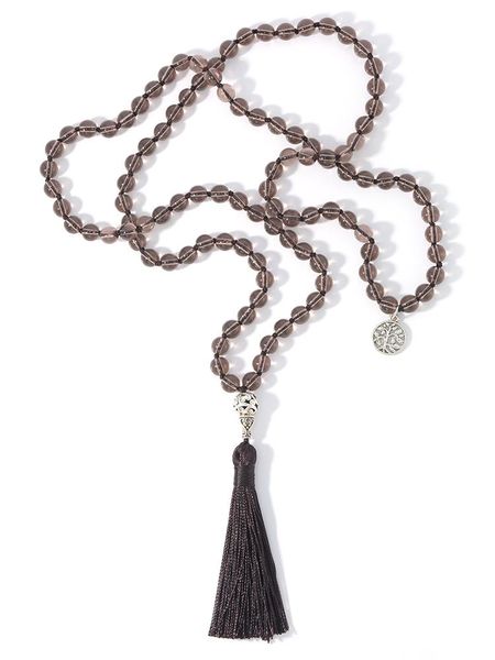 pendant necklaces oaiite smoky quartz necklace 108 mala beads fashion bohemian jewelry knotted links tassel for women boho, Silver
pendant necklaces oaiite smoky quartz necklace 108 mala beads fashion bohemian jewelry knotted links tassel for women boho, Silver