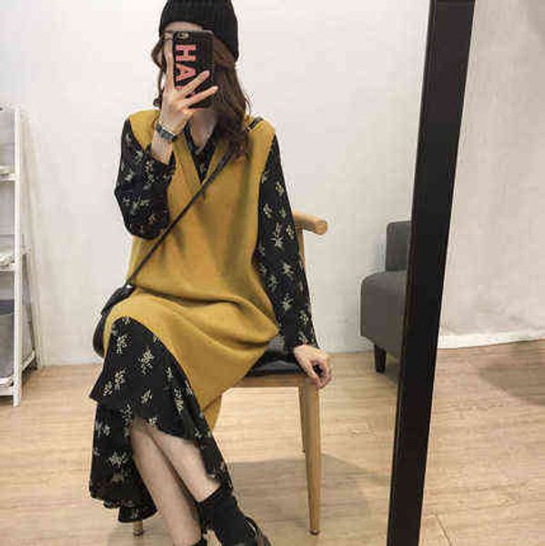casual dresses french minority long two piece suit rouje chiffon korean floral with vt autumn and winter, Black;gray
casual dresses french minority long two piece suit rouje chiffon korean floral with vt autumn and winter, Black;gray
