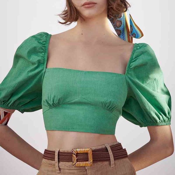 za summer women bandage blouse solid puff sleeve shirt casual square collar short ladies fashion backless ropa 210422, White
za summer women bandage blouse solid puff sleeve shirt casual square collar short ladies fashion backless ropa 210422, White