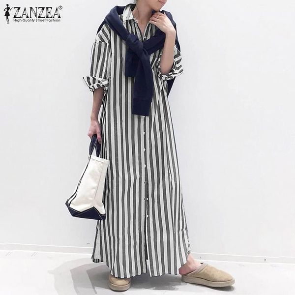 casual dresses stylish striped shirt dress women's lapel sundress long sleeve maxi vestidos female button down robe femme, Black;gray
casual dresses stylish striped shirt dress women's lapel sundress long sleeve maxi vestidos female button down robe femme, Black;gray