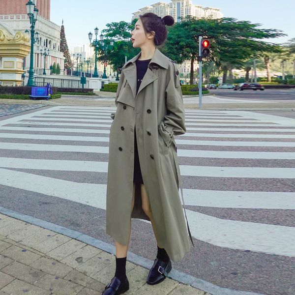 wool Female trench winter double breasted coat with long casual autumn belts loose temper, Black
wool Female trench winter double breasted coat with long casual autumn belts loose temper, Black