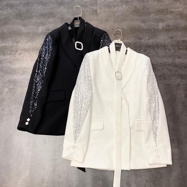 women's suits & blazers blazer coat woman 2021 spring style fashion sequin sleeves rhinestone buckle long sleeve suit, White;black
women's suits & blazers blazer coat woman 2021 spring style fashion sequin sleeves rhinestone buckle long sleeve suit, White;black
