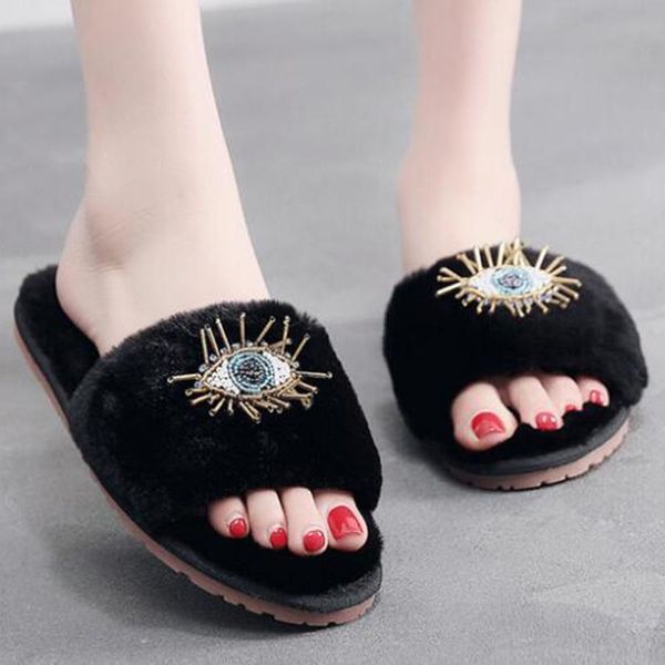 slippers winter fashion cute eyes rhinestone word plush ladies home soft bottom can wear cotton woman s980, Black
slippers winter fashion cute eyes rhinestone word plush ladies home soft bottom can wear cotton woman s980, Black