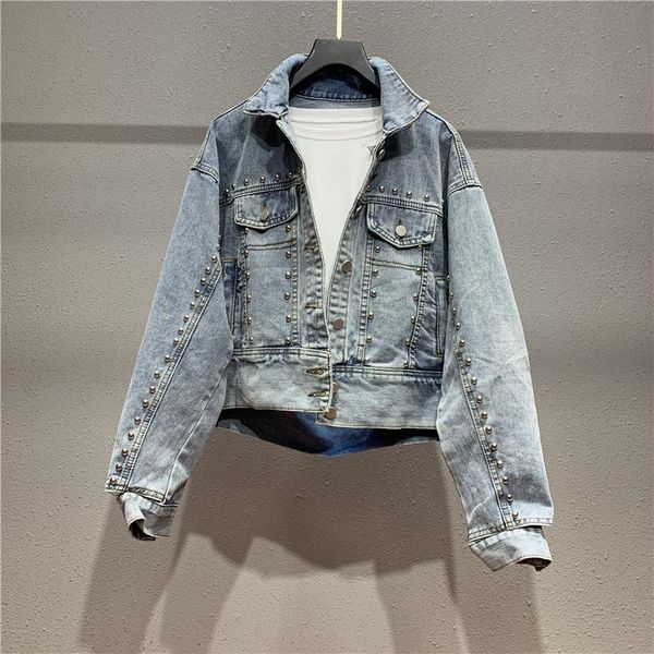 women's jackets denim jacket jean coat for woman loose harajuku style rivet beaded jeans moda coreana mujer cowboy outwear, Black;brown
women's jackets denim jacket jean coat for woman loose harajuku style rivet beaded jeans moda coreana mujer cowboy outwear, Black;brown