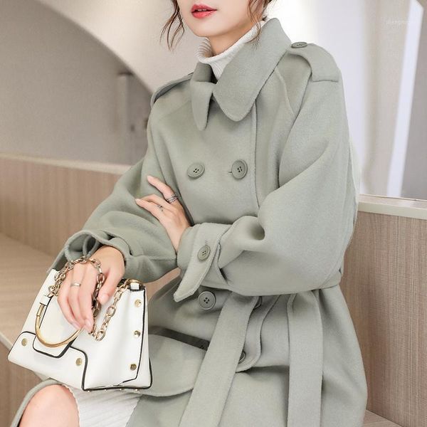 women's wool & blends 2021 women autumn winter long coat jacket sashes double breasted woolen overcoat warm clothes cotton pad, Black
women's wool & blends 2021 women autumn winter long coat jacket sashes double breasted woolen overcoat warm clothes cotton pad, Black