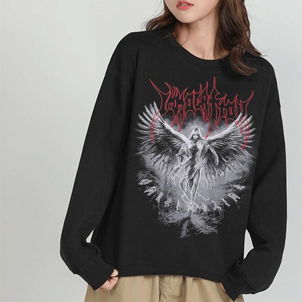 women's hoodies & sweatshirts retro angel hoodie oversized loose casual pullover y2k women round neck long sleeve sweatshirt street com, Black 
women's hoodies & sweatshirts retro angel hoodie oversized loose casual pullover y2k women round neck long sleeve sweatshirt street com, Black