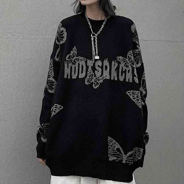 harajuku gothic butterfly jacquard oversized sweater black o neck knitted sweater for women and man loose streetwear, White;black
harajuku gothic butterfly jacquard oversized sweater black o neck knitted sweater for women and man loose streetwear, White;black