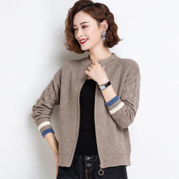 women's knits & tees sweaters plus size knit 2021 fashion knitted zipper splicing stand collar cardigan jumper skinny sweater woman, White
women's knits & tees sweaters plus size knit 2021 fashion knitted zipper splicing stand collar cardigan jumper skinny sweater woman, White