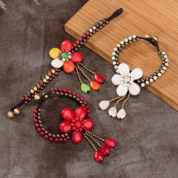 charm bracelets ethnic style custom copper bead turquoise women's bracelet hand-woven semi-precious stone flower pendant creative femal, Golden;silver
charm bracelets ethnic style custom copper bead turquoise women's bracelet hand-woven semi-precious stone flower pendant creative femal, Golden;silver