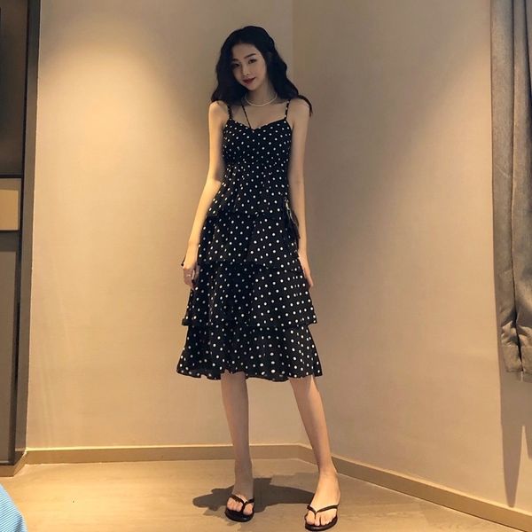 women sling maxi dress sleeveless v-neck wave point party dresses, Black;gray
women sling maxi dress sleeveless v-neck wave point party dresses, Black;gray