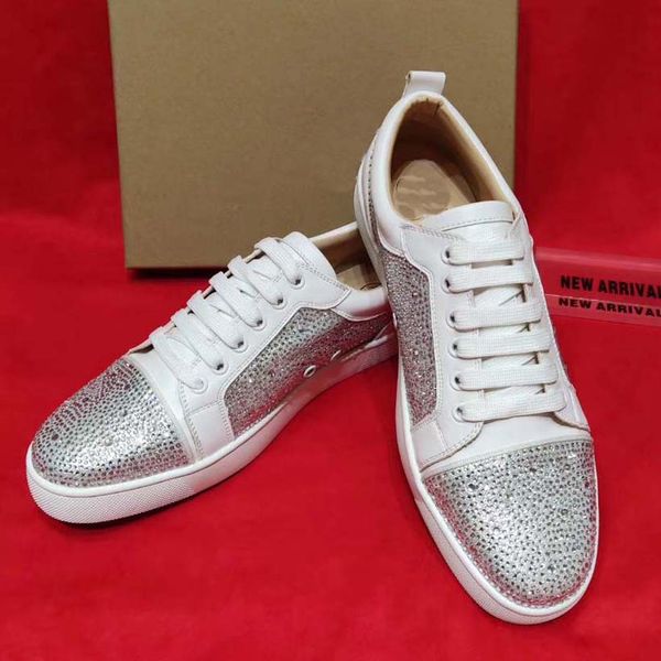 red bottoms men women designer shoes leather loafers luxury sneakers mens shoe rivet cowhide casual silver fine drill size 35-46 with box, Black
red bottoms men women designer shoes leather loafers luxury sneakers mens shoe rivet cowhide casual silver fine drill size 35-46 with box, Black