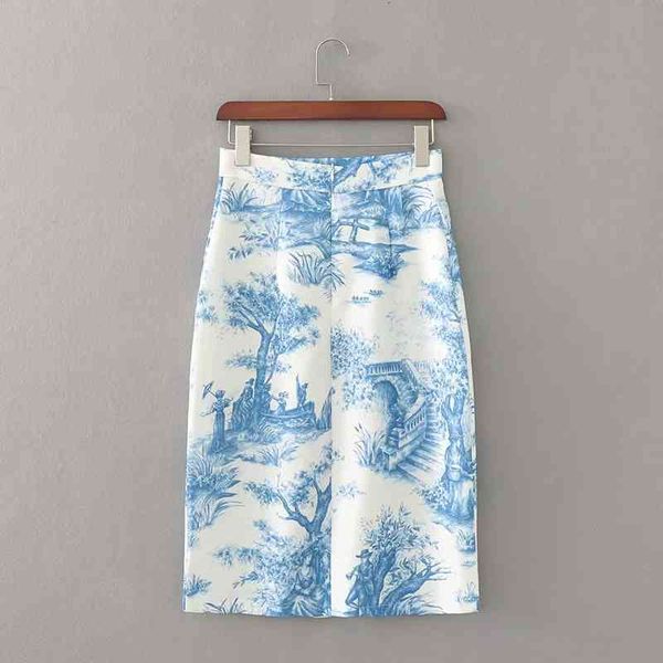 women's skirts clothing summer fashion with slim waist blue and white porcelain print split in half-length, Black
women's skirts clothing summer fashion with slim waist blue and white porcelain print split in half-length, Black