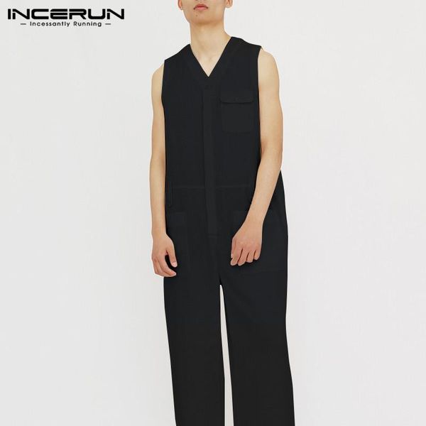 men's pants men jumpsuits casual sleeveless cargo overalls man solid color v neck rompers loose cotton baggy long chic bottoms incerun, Black
men's pants men jumpsuits casual sleeveless cargo overalls man solid color v neck rompers loose cotton baggy long chic bottoms incerun, Black